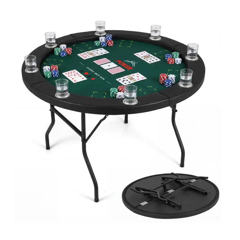48 Inch Foldable Poker Table with 8 Cup Holders and Padded Edges-Green
48 Inch Foldable Poker Table with 8 Cup Holders and Padded Edges-Green
