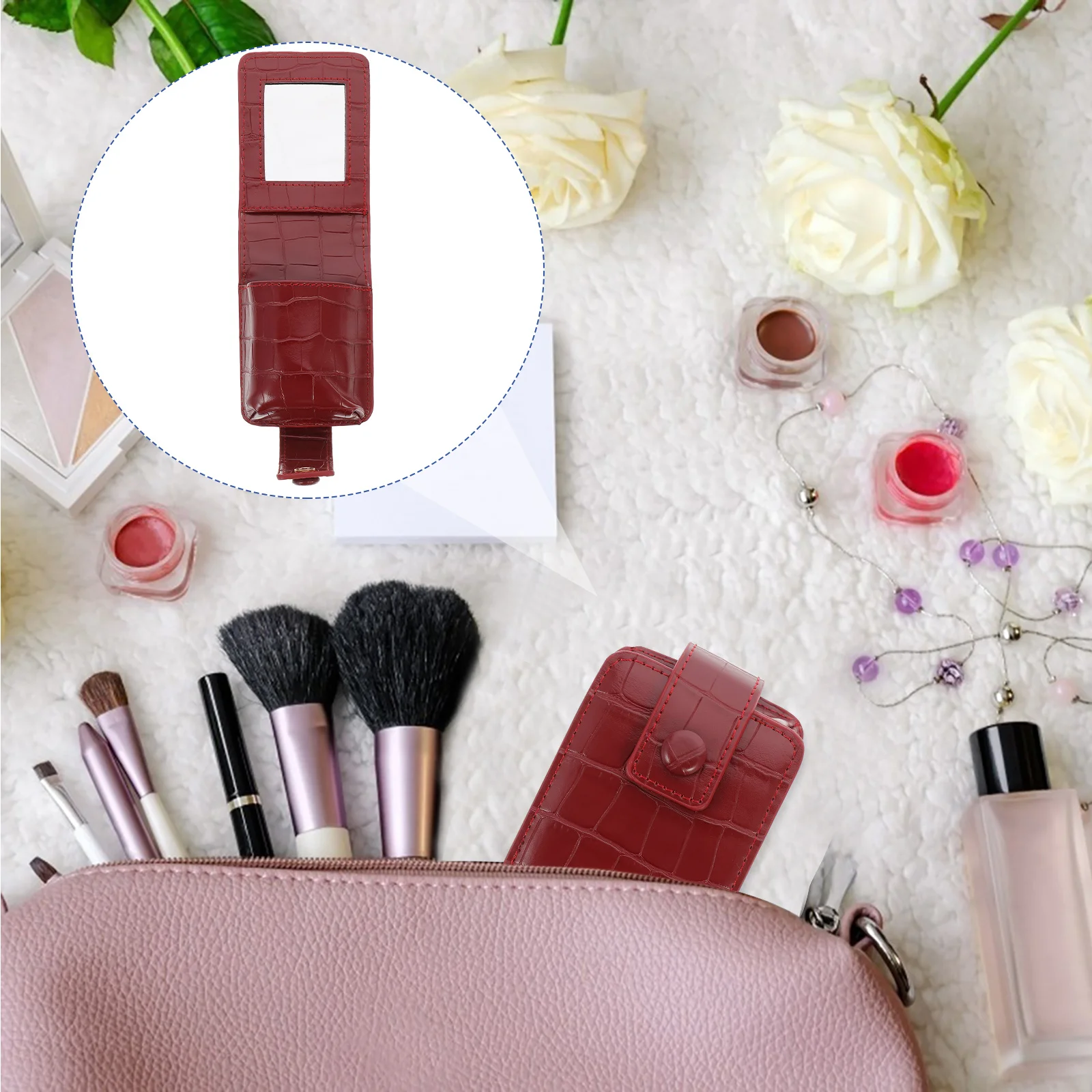 Lipstick Holder Red Mini PU Alligator Print Travel Makeup Bag with Mirror Small Organizer for Hiking Camping
Lipstick Holder Red Mini PU Alligator Print Travel Makeup Bag with Mirror Small Organizer for Hiking Camping