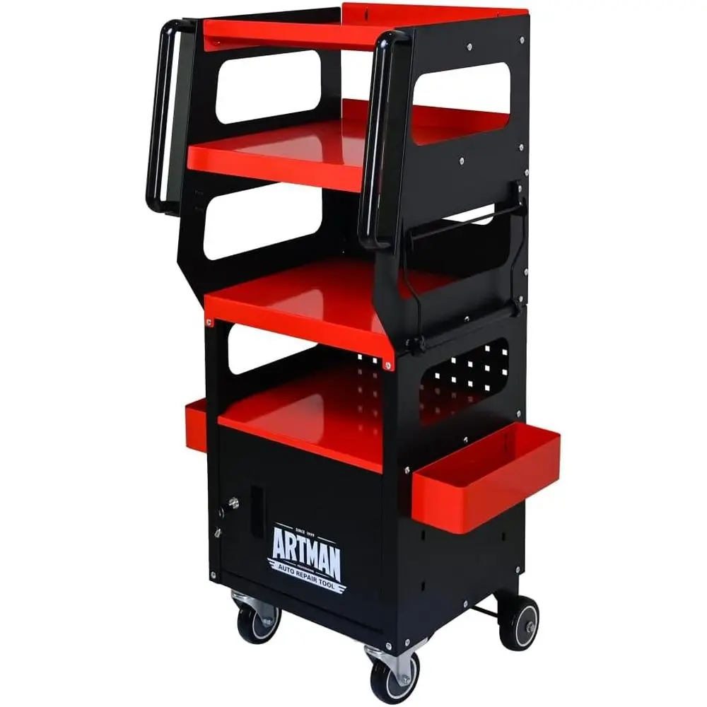 Rolling Tool Trolley Diagnostic Cart, 4-Tier Utility Trolley with Lockable Cabinet, 360° Rotating Lockable Casters, Portable Wor
Rolling Tool Trolley Diagnostic Cart, 4-Tier Utility Trolley with Lockable Cabinet, 360° Rotating Lockable Casters, Portable Wor
