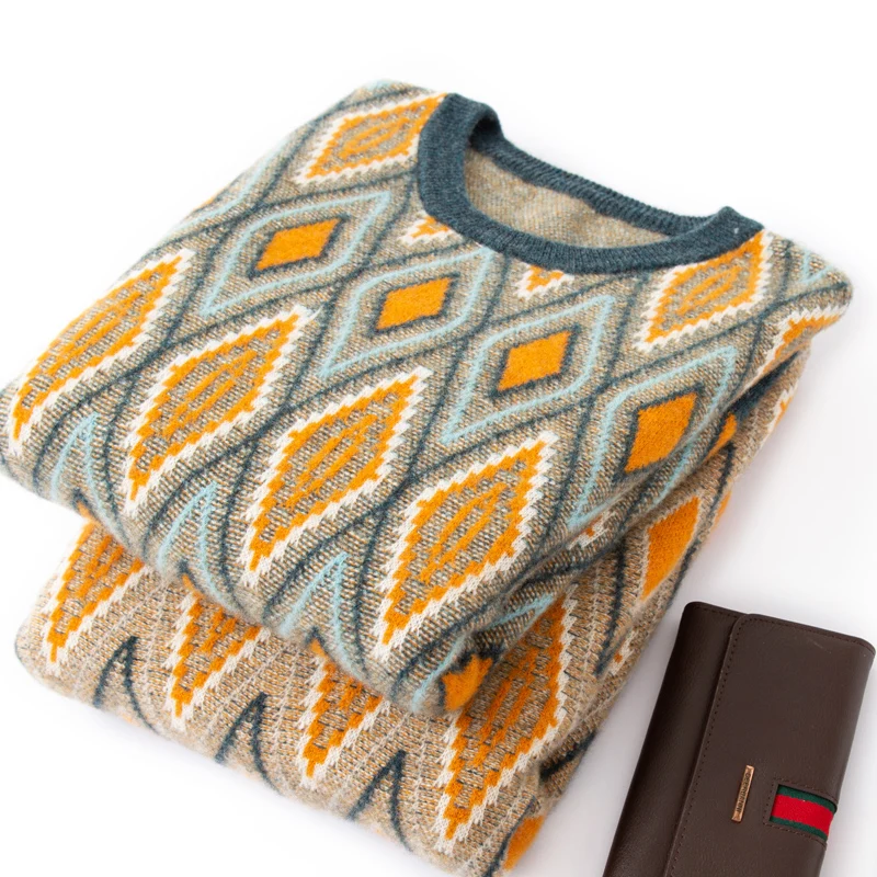 New 100% Pure Wool Cashmere Men's O-neck Pullover 2025 Autumn/Winter Color Matching Top Casual Thick Fashion Large Size Jacket
New 100% Pure Wool Cashmere Men's O-neck Pullover 2025 Autumn/Winter Color Matching Top Casual Thick Fashion Large Size Jacket