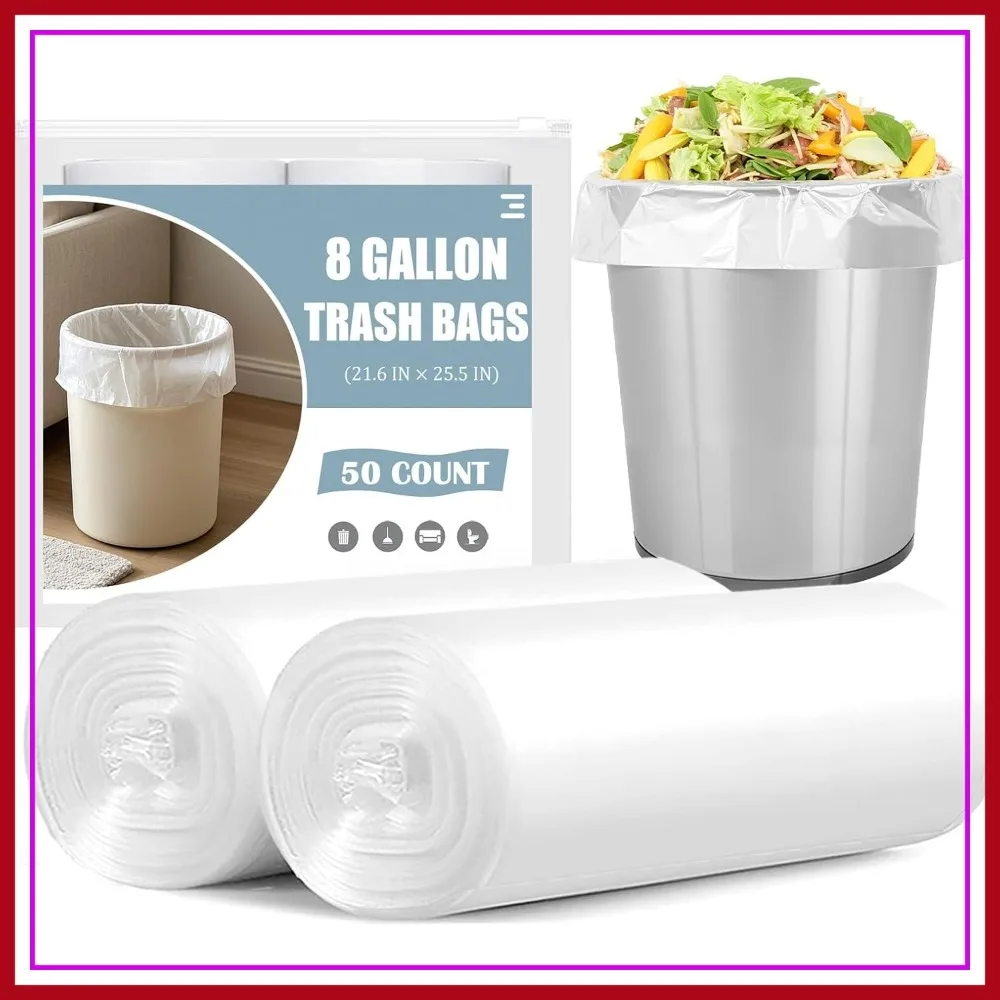 8 Gallon Trash Bags - 50 Count, Unscented White Garbage Bags for Home Office Kitchen Bathroom
8 Gallon Trash Bags - 50 Count, Unscented White Garbage Bags for Home Office Kitchen Bathroom