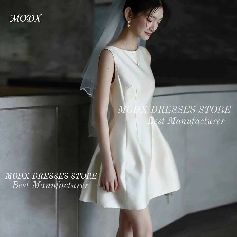 MODX Simple O-Neck Satin Mini Korean Wedding Dress Sleeveless Bridal Gown for Photo shoots Customized Vestidos Novias Boda Women
MODX Simple O-Neck Satin Mini Korean Wedding Dress Sleeveless Bridal Gown for Photo shoots Customized Vestidos Novias Boda Women
