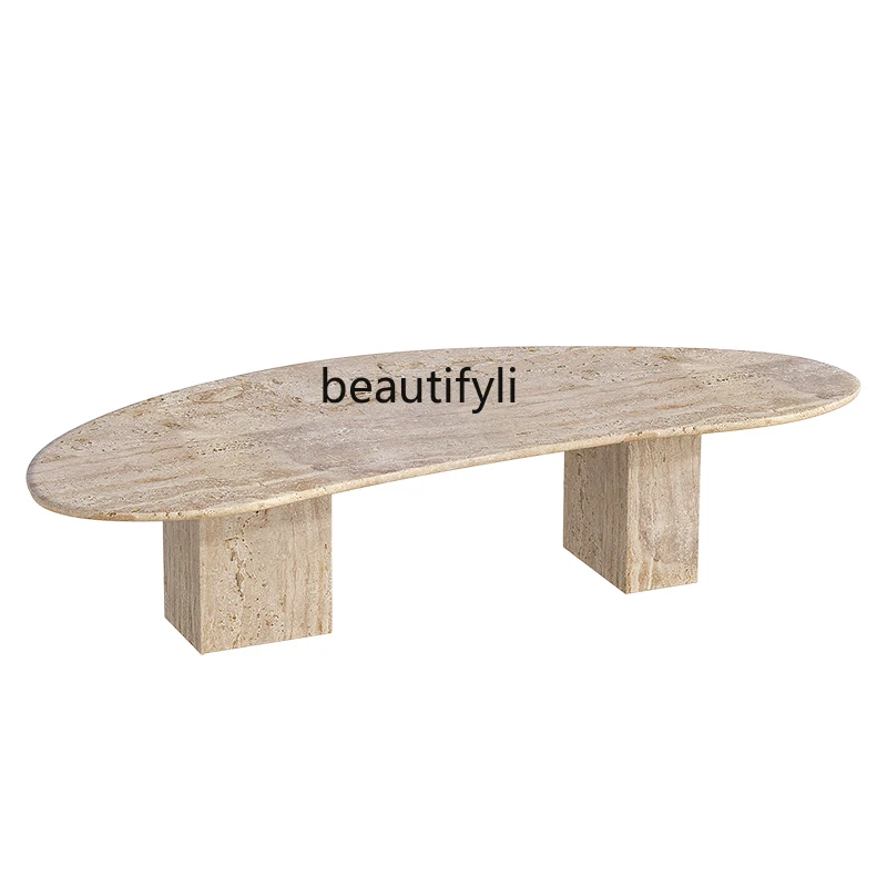 Medieval natural travertine geometric special-shaped coffee table French cream living room, marble tea table
Medieval natural travertine geometric special-shaped coffee table French cream living room, marble tea table