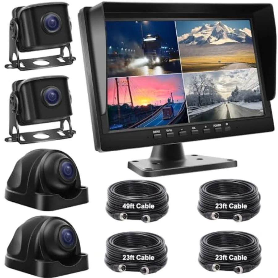 Wired Backup Camera System for Truck RV Trailer Bus: 10.1'' IPS Monitor, AHD1080P, Super Waterproof Night Vision Rear Side Fron
Wired Backup Camera System for Truck RV Trailer Bus: 10.1'' IPS Monitor, AHD1080P, Super Waterproof Night Vision Rear Side Fron