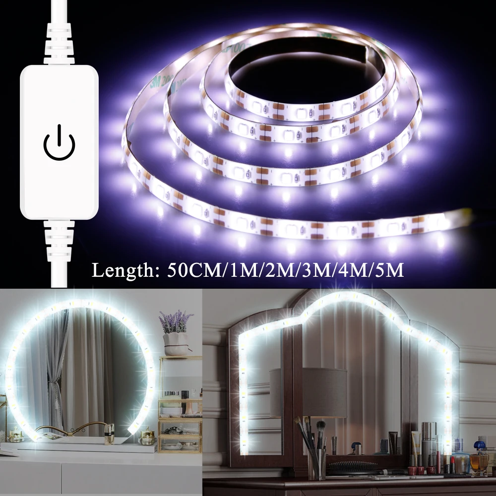 Led Vanity Makeup Mirror Light 5V USB LED Flexible Tape for Dressing Table Makeup mirror Lamp Strip Waterproof Bathroom Lighting
Led Vanity Makeup Mirror Light 5V USB LED Flexible Tape for Dressing Table Makeup mirror Lamp Strip Waterproof Bathroom Lighting