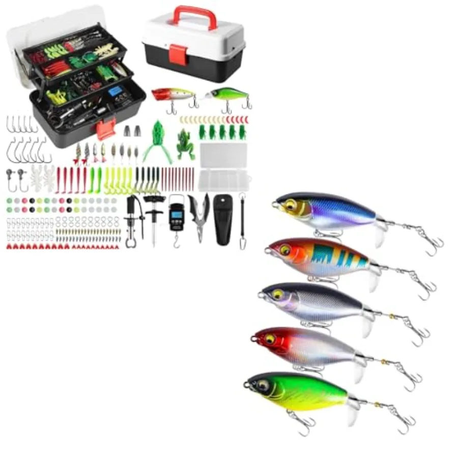 3 Layers Fishing Tackle Box with Tackle Included 213Pcs Fishing Lures and 5PCS Whopper Topwater Fishing Lures Popper with Stora
3 Layers Fishing Tackle Box with Tackle Included 213Pcs Fishing Lures and 5PCS Whopper Topwater Fishing Lures Popper with Stora