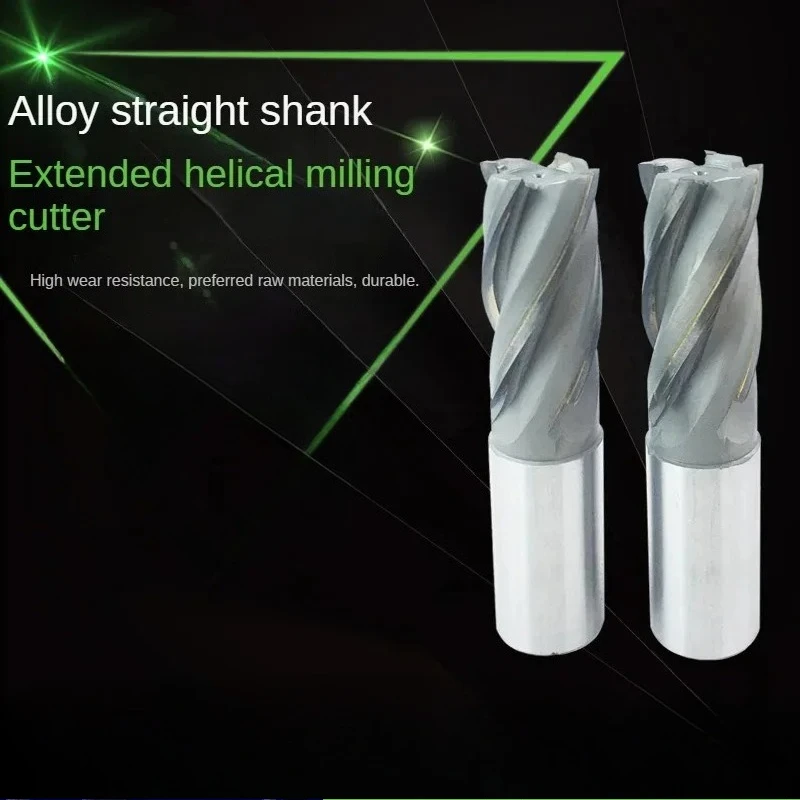 Alloyed straight shank spiral end mill with welded tungsten steel blade and extended alloy blade 14 16 18 20 25 30X53 80 100
Alloyed straight shank spiral end mill with welded tungsten steel blade and extended alloy blade 14 16 18 20 25 30X53 80 100