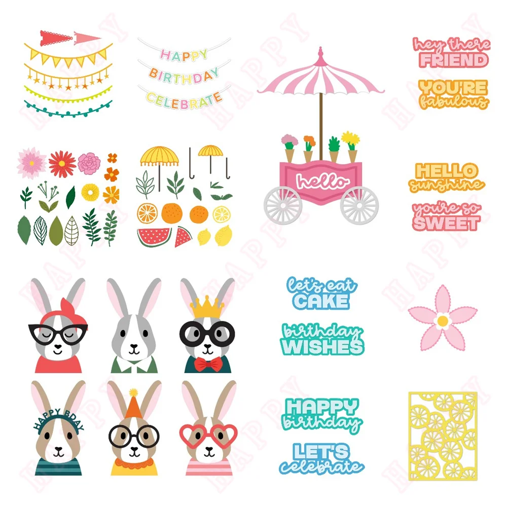 Happy Birthday Celebrate Cutting Dies for DIY Paper Card Photo Album Decoration Scrapbook Craft Stencil Easter Rabbit Flower Die
Happy Birthday Celebrate Cutting Dies for DIY Paper Card Photo Album Decoration Scrapbook Craft Stencil Easter Rabbit Flower Die