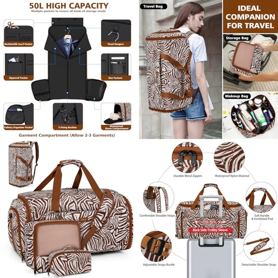 Convertible Garment Bags for Travel - Carry on Garment Duffle Bag with Backpack Straps for Men Women, 4 in 1 Large Travel Duffe
Convertible Garment Bags for Travel - Carry on Garment Duffle Bag with Backpack Straps for Men Women, 4 in 1 Large Travel Duffe