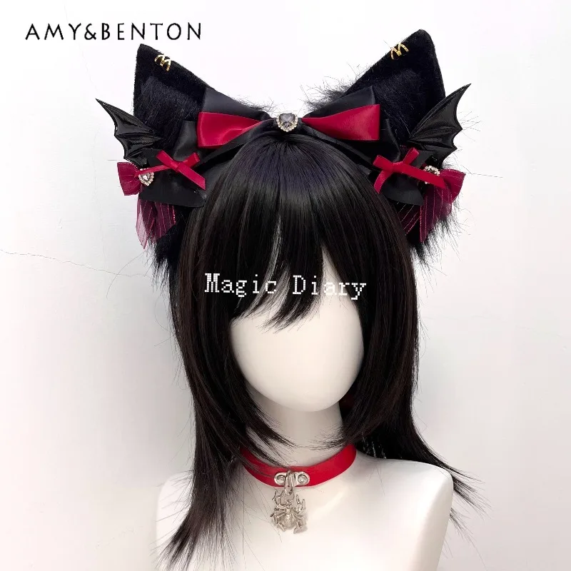 Dark Girl Subculture Punk Style Plush Cat Cosplay Headbands for Women Japanese Anime Kawaii Girl Beaded Rhinestone Hairband
Dark Girl Subculture Punk Style Plush Cat Cosplay Headbands for Women Japanese Anime Kawaii Girl Beaded Rhinestone Hairband