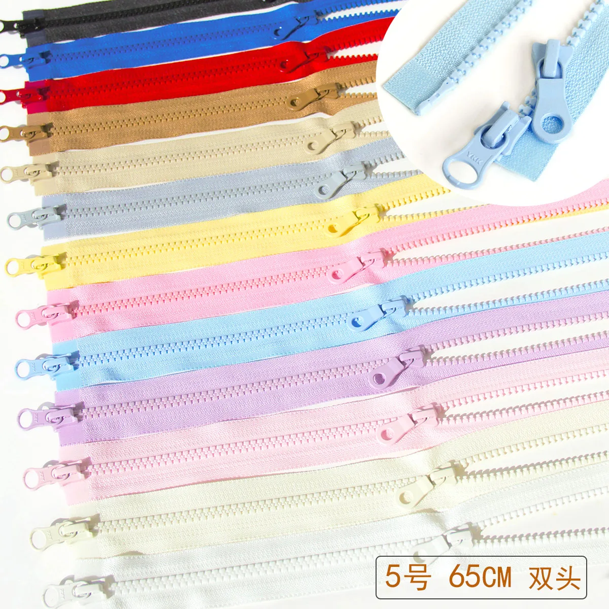 65CM YKK5 Double-ended Double-open Resin Zipper Open-ended Jacket Down Trench Coat Accessories.
65CM YKK5 Double-ended Double-open Resin Zipper Open-ended Jacket Down Trench Coat Accessories.
