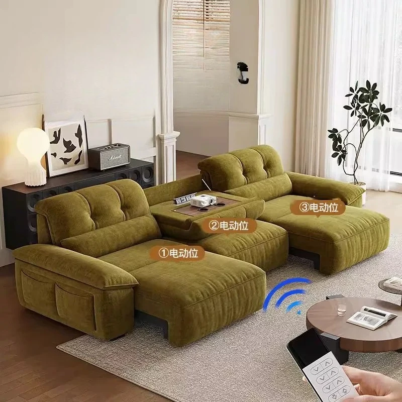 Electric function retractable sofa, modern simple straight flip-top coffee table in the living room
Electric function retractable sofa, modern simple straight flip-top coffee table in the living room