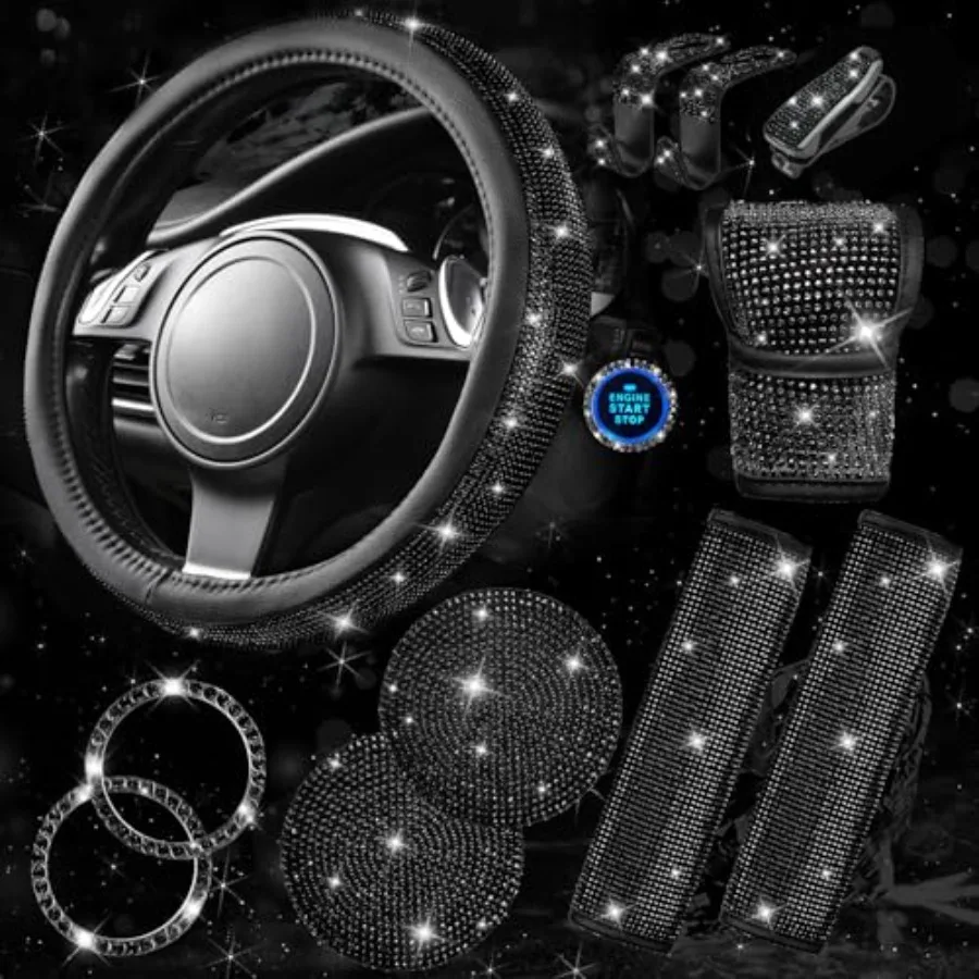 11 PCS Bling Diamond Car Accessories for Women, Sparkly Rhinestone Steering Wheel Cover, Bling Seat Belt Cushion, Glitter Shift
11 PCS Bling Diamond Car Accessories for Women, Sparkly Rhinestone Steering Wheel Cover, Bling Seat Belt Cushion, Glitter Shift