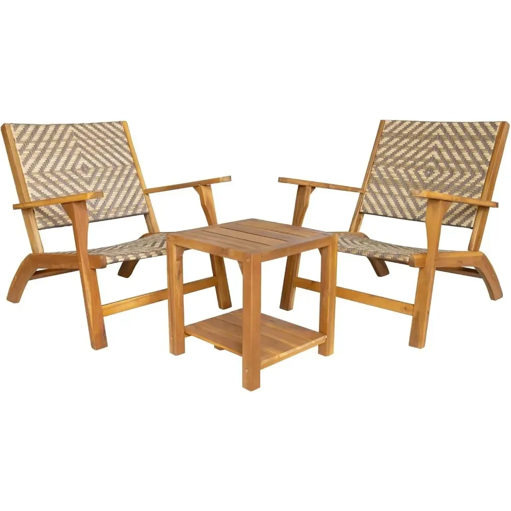 3 Pieces Patio Furniture Set Acacia Wood Side Table and PE Rattan Wicker Bistro Set Wooden Chairs for Outdoor, Deck, Porch
3 Pieces Patio Furniture Set Acacia Wood Side Table and PE Rattan Wicker Bistro Set Wooden Chairs for Outdoor, Deck, Porch