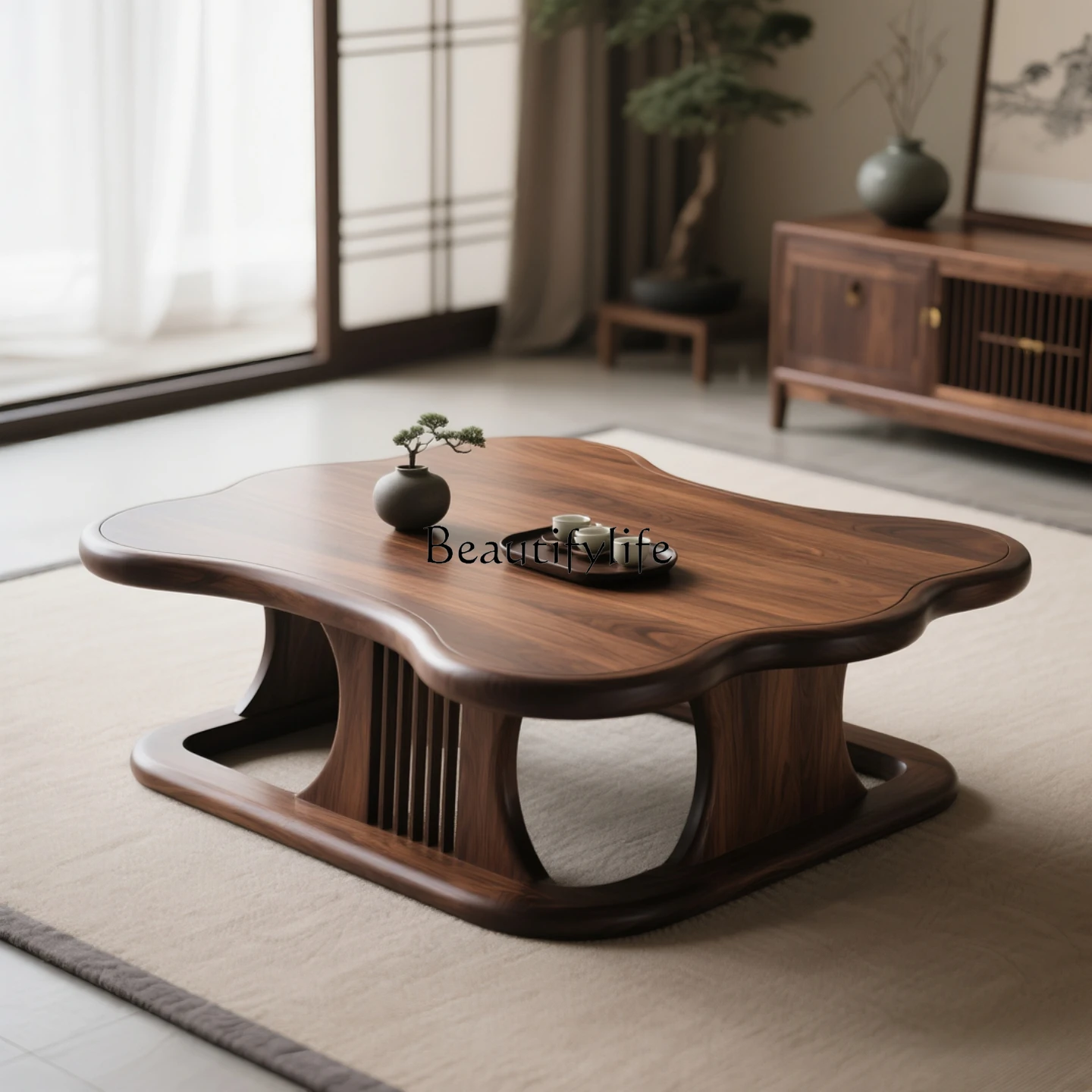 New Chinese-style North American black walnut solid wood coffee table, simple modern villa-like living room
New Chinese-style North American black walnut solid wood coffee table, simple modern villa-like living room