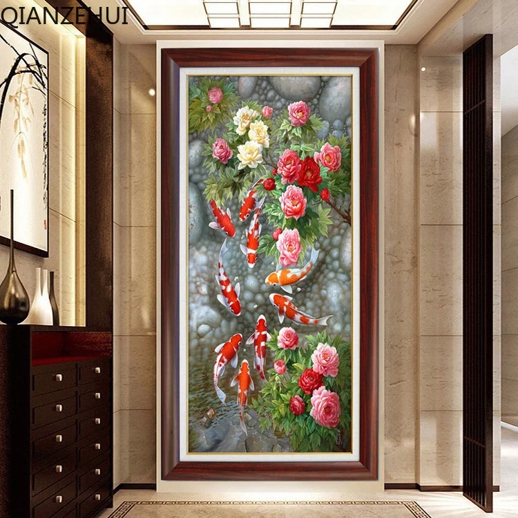 DIY 5D full Diamond Embroidery,Round Diamond beads Lucky Vertical Nine Fish Living room decoration rhinestone Diamond painting
DIY 5D full Diamond Embroidery,Round Diamond beads Lucky Vertical Nine Fish Living room decoration rhinestone Diamond painting