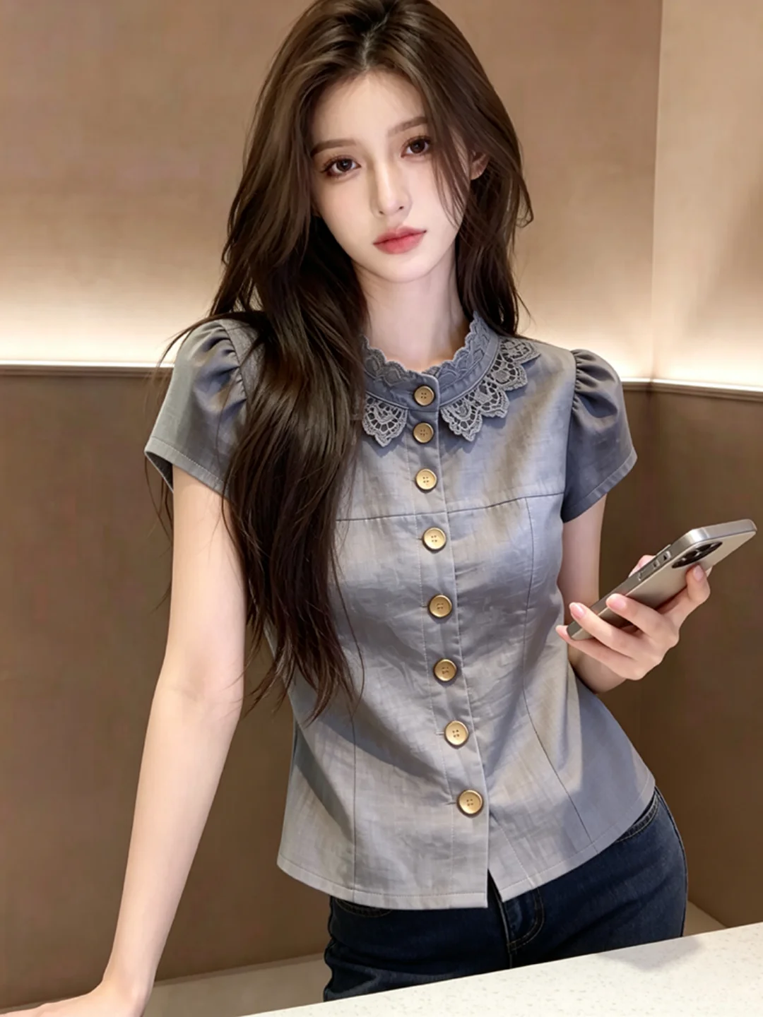 Slimming Short Sleeve T-Shirt for Women Beautiful Minimalist Office Wear Summer Lightweight Design Korean Style Shirt
Slimming Short Sleeve T-Shirt for Women Beautiful Minimalist Office Wear Summer Lightweight Design Korean Style Shirt