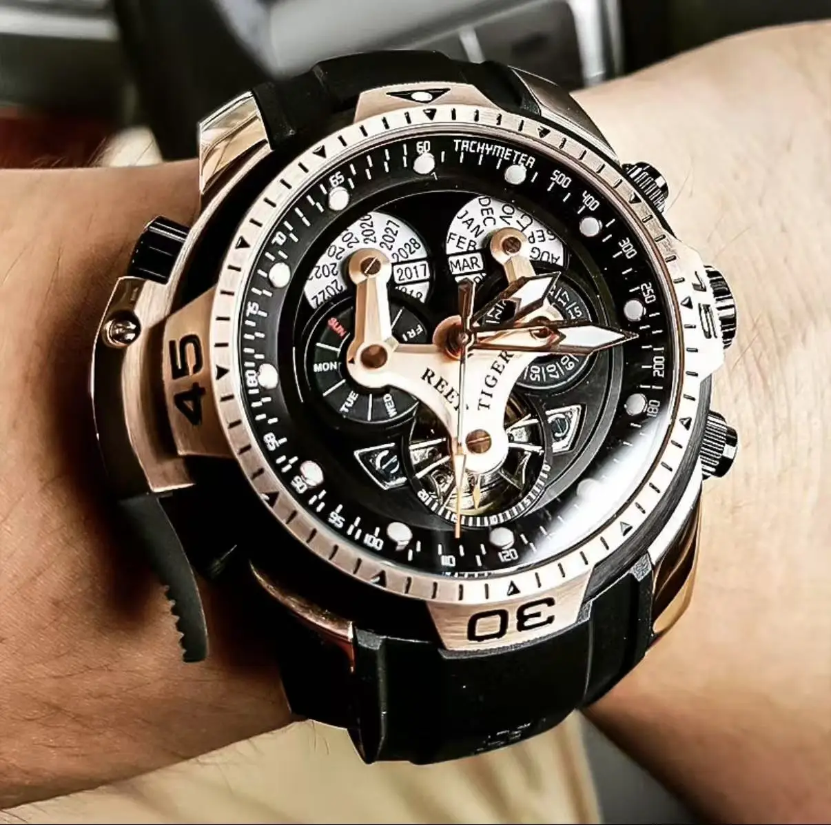 Мужские механические часы reeftiger, полностью автоматические многофункциональные деловые мужские часы с двойным календарем, мужские часы RGA3503
Мужские механические часы reeftiger, полностью автоматические многофункциональные деловые мужские часы с двойным календарем, мужские часы RGA3503