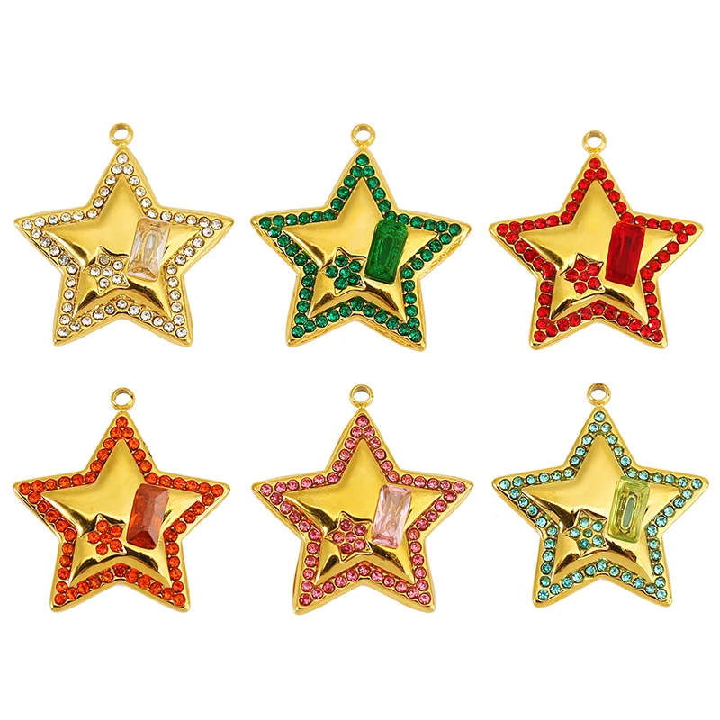 2pcs Stainless Steel Star Charms Gold Plated Zirconia Pentagram Pendant for Women Necklace Earrings Jewelry Making Supplies
2pcs Stainless Steel Star Charms Gold Plated Zirconia Pentagram Pendant for Women Necklace Earrings Jewelry Making Supplies