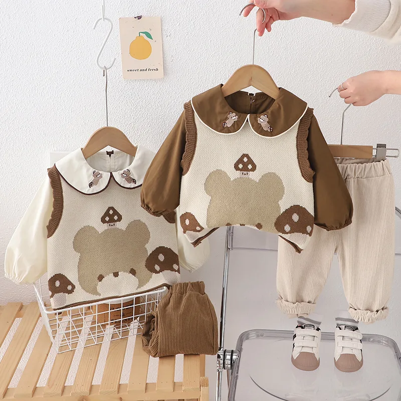 Girls Clothes Sets Spring Autumn 2025 Children Woolen Jersey Vest Cute Shirts Pants 3pcs Princess Suit For Baby Outfits Kids 5Y
Girls Clothes Sets Spring Autumn 2025 Children Woolen Jersey Vest Cute Shirts Pants 3pcs Princess Suit For Baby Outfits Kids 5Y