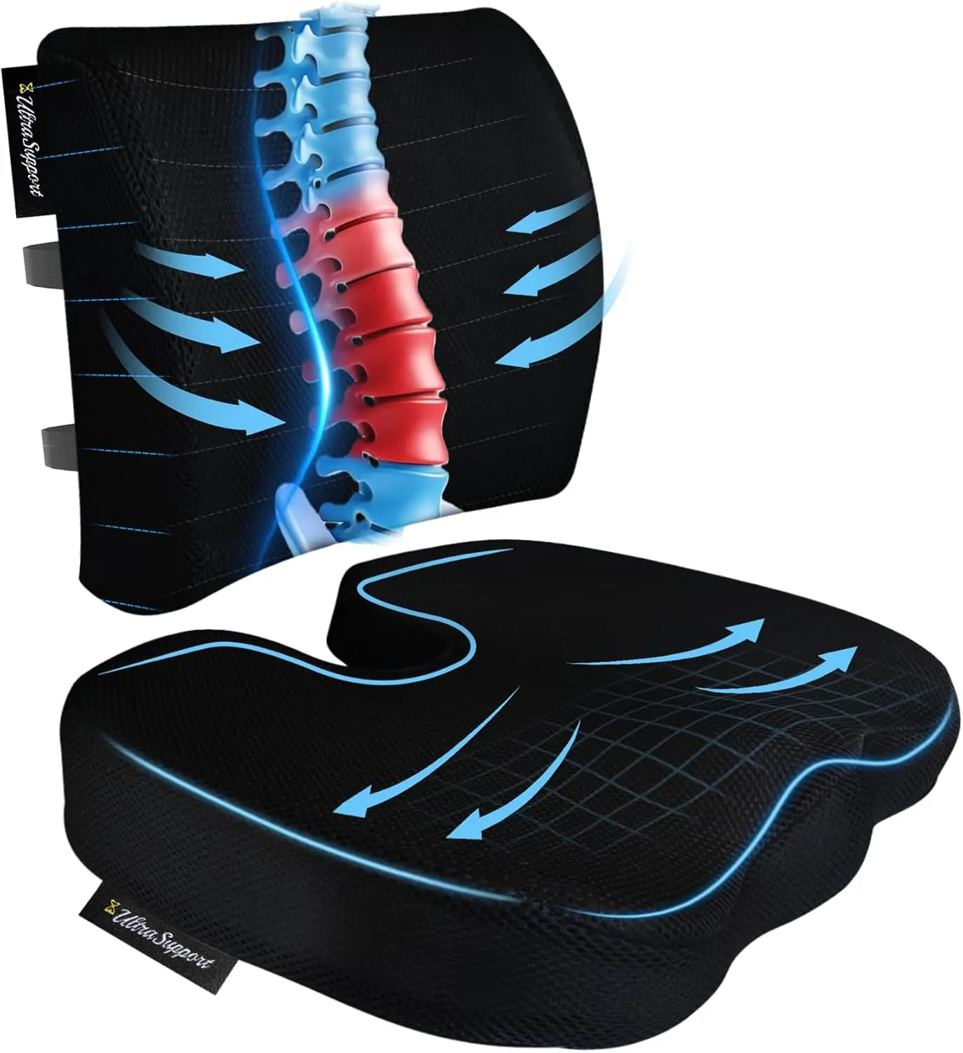 Ergonomic Memory Foam Office Chair Cushion with Lumbar Support for Back Pain Relief, Non-Slip Black
Ergonomic Memory Foam Office Chair Cushion with Lumbar Support for Back Pain Relief, Non-Slip Black