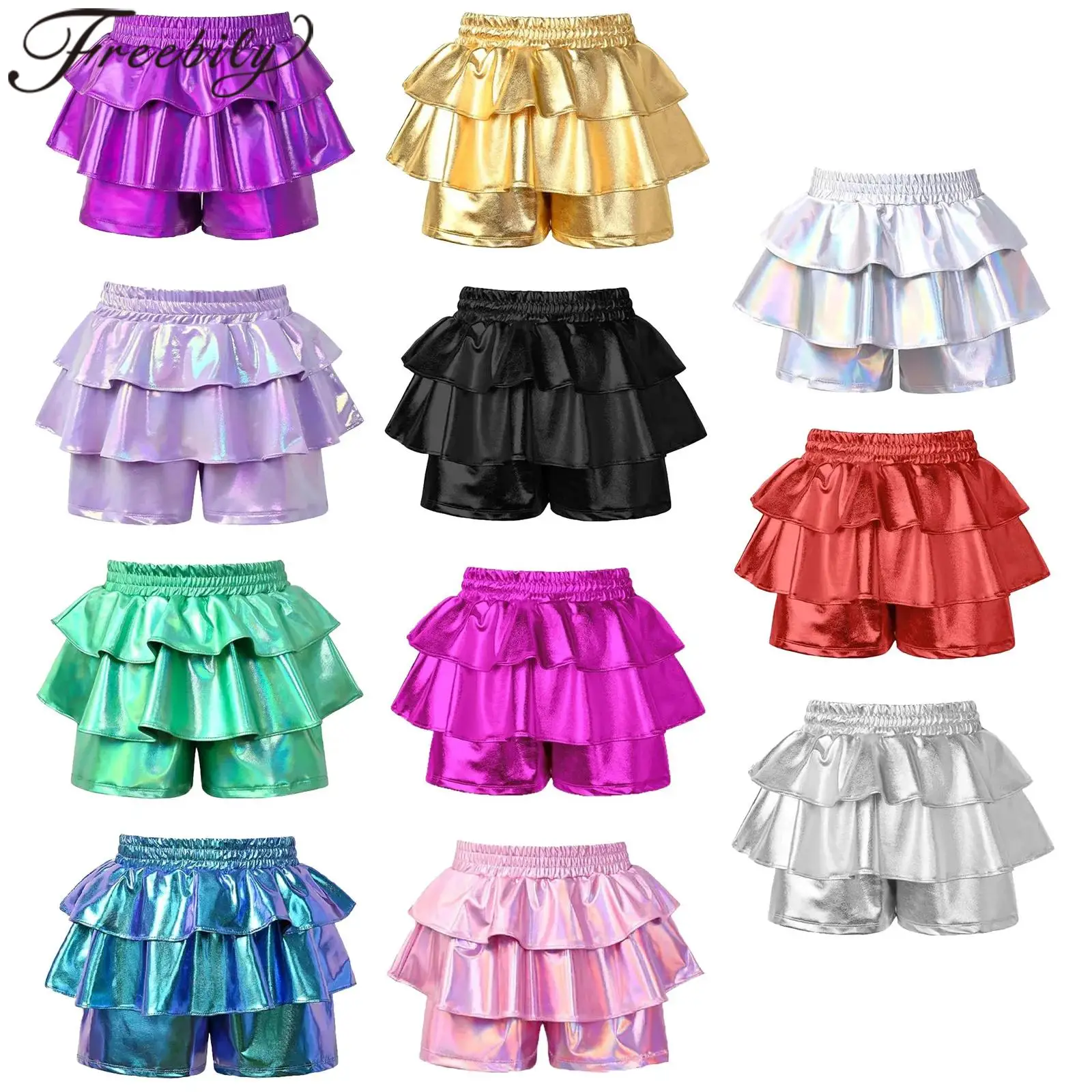 Kids Culottes Short Pants Hip Hop Clothes Children Disco Jazz Dance Costume Girls Metallic Ruffled Shorts Stage Performance Wear
Kids Culottes Short Pants Hip Hop Clothes Children Disco Jazz Dance Costume Girls Metallic Ruffled Shorts Stage Performance Wear