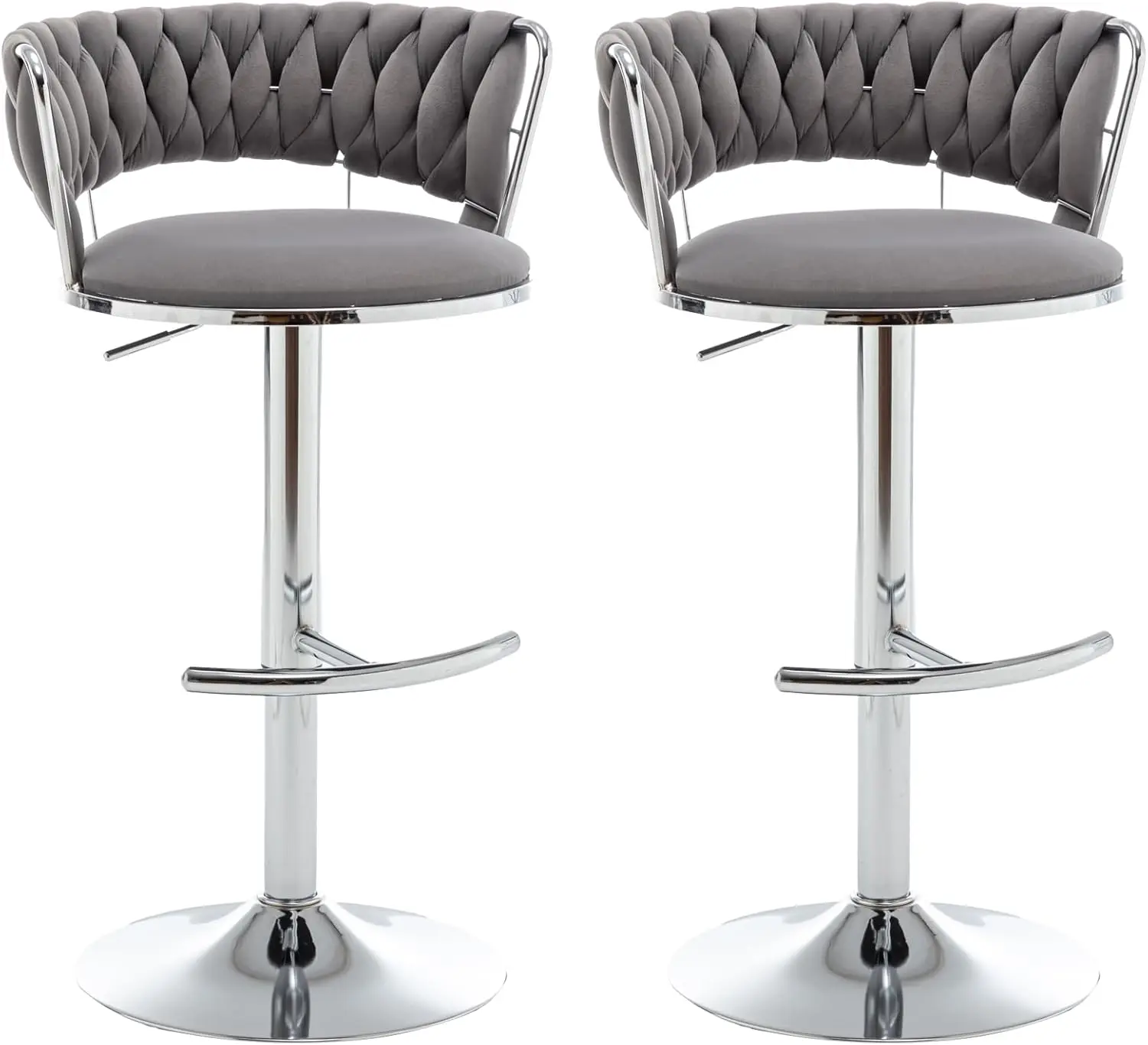 Velvet Bar Stools Set Of 2, Modern Swivel Barstools With Woven Backrest, Adjustable Counter Stools For Kitchen Island, Dining
Velvet Bar Stools Set Of 2, Modern Swivel Barstools With Woven Backrest, Adjustable Counter Stools For Kitchen Island, Dining
