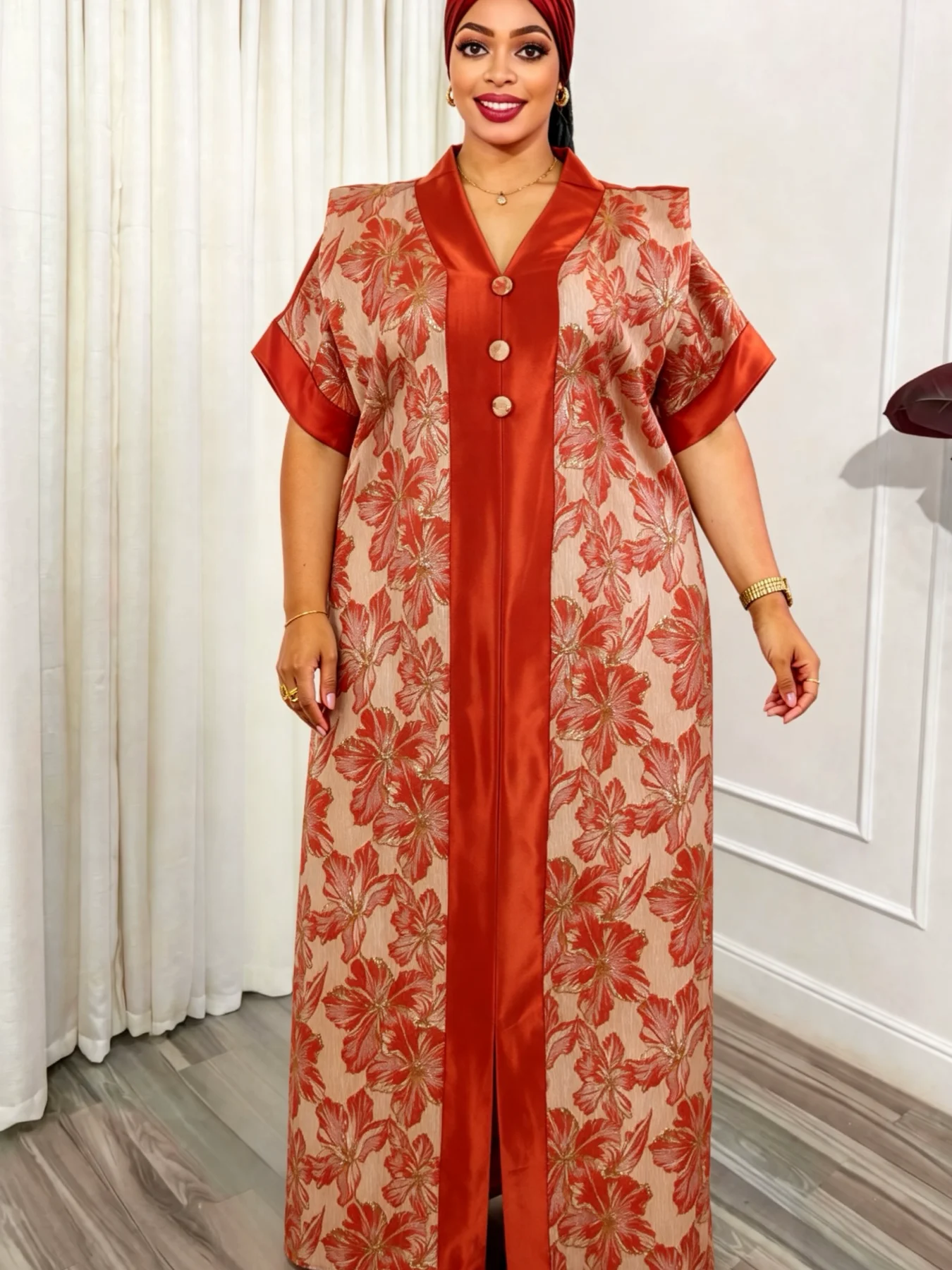 Traditional Floral Print plus Size Abaya Dress Long Middle Eastern Robe with Scarf for Women African Wear
Traditional Floral Print plus Size Abaya Dress Long Middle Eastern Robe with Scarf for Women African Wear