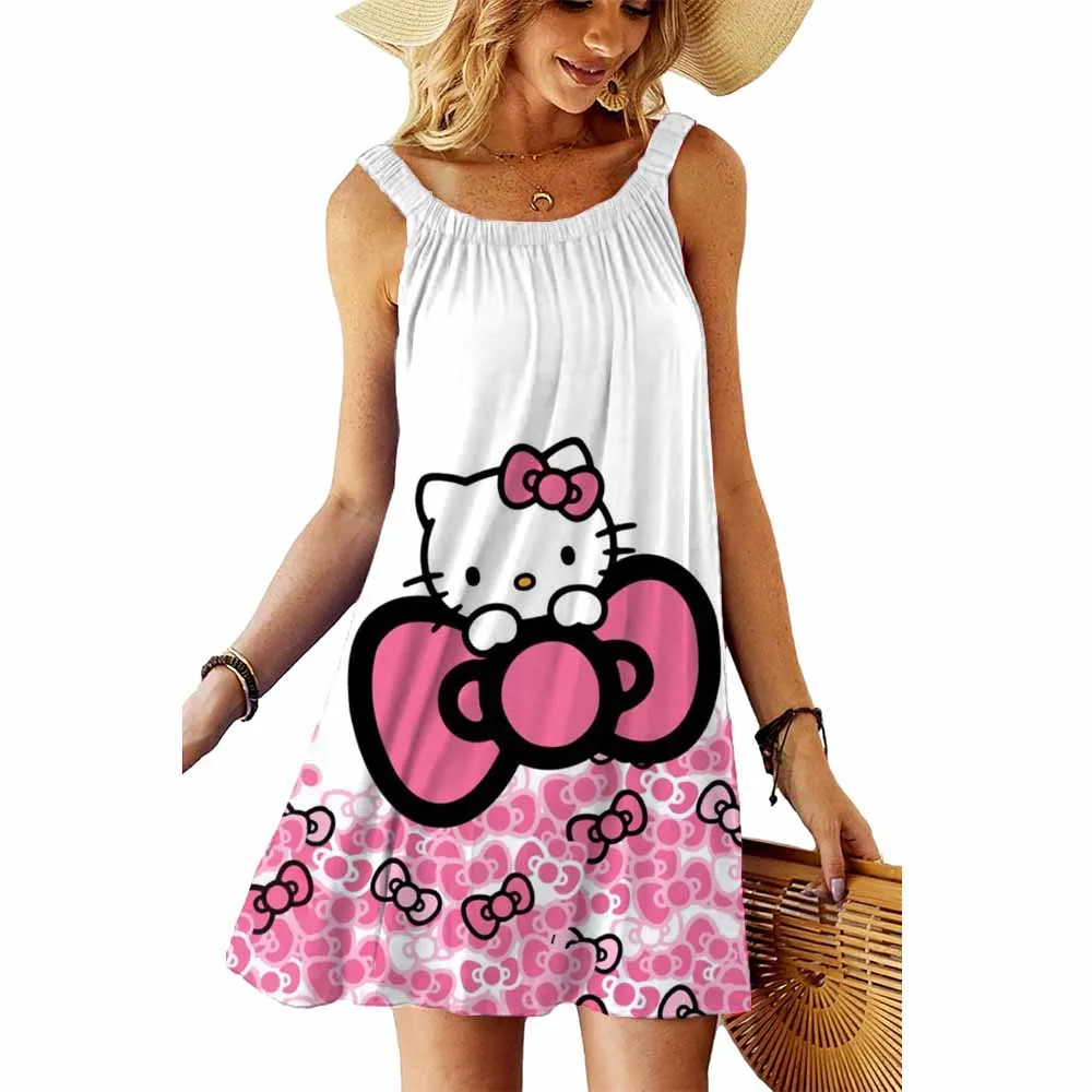 Latest Hello Kitty print Beach Sling Cartoon Women's Dress Fashion Comfortable Casual Dress 2025 Summer Outdoor Cute Women's Dre
Latest Hello Kitty print Beach Sling Cartoon Women's Dress Fashion Comfortable Casual Dress 2025 Summer Outdoor Cute Women's Dre
