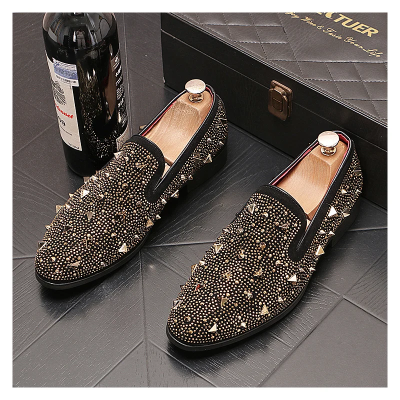 big size men luxury fashion stage nightclub rivets shoes slip-on spikes studded shoe breathable loafers suede leather footwear
big size men luxury fashion stage nightclub rivets shoes slip-on spikes studded shoe breathable loafers suede leather footwear