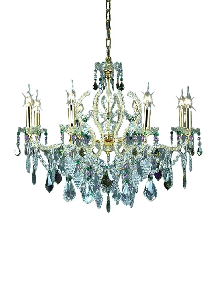 French inlaid copper beaded crystal chandelier luxury retro European and American style villa bedroom living room lamp
French inlaid copper beaded crystal chandelier luxury retro European and American style villa bedroom living room lamp