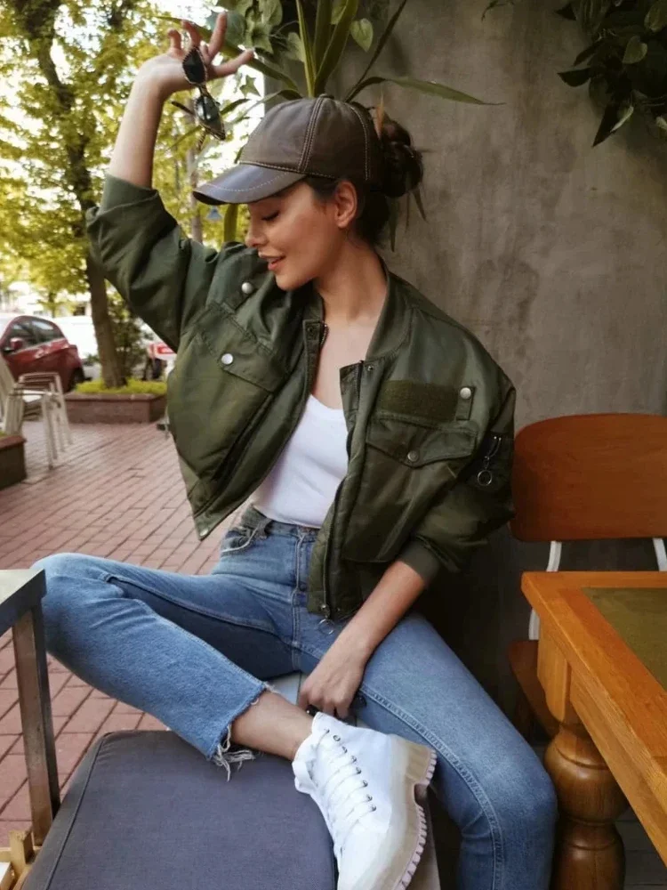 Suninheart Stylish Autumn Winter Green Short Jackets Women Oversized Long Sleeve Zipper Bomber Jacket Outwear Women's Coat
Suninheart Stylish Autumn Winter Green Short Jackets Women Oversized Long Sleeve Zipper Bomber Jacket Outwear Women's Coat