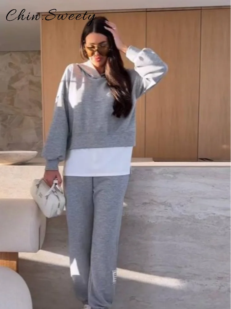 Casual Women's Spliced Hoodies Pants Sets Women Solid O-neck Full Sleeve Pullover Straight Jogger Pant 2025 Autumn Lady Chic Set
Casual Women's Spliced Hoodies Pants Sets Women Solid O-neck Full Sleeve Pullover Straight Jogger Pant 2025 Autumn Lady Chic Set