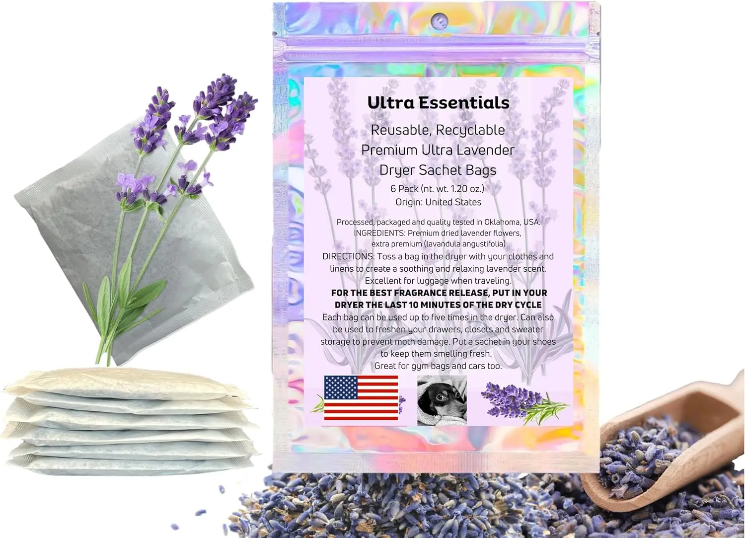 Lavender Sachet for Dryer, Naturally Scented, Freshens Laundry, Closet, Drawer, Shoes, Gym Bags, Cars, 6 Pack
Lavender Sachet for Dryer, Naturally Scented, Freshens Laundry, Closet, Drawer, Shoes, Gym Bags, Cars, 6 Pack
