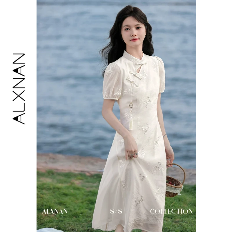 ALXNAN New Chinese Style Dress Women Hollow Frog Button Embroidered Puff Sleeve Long Dress Summer Elegant Dress Female VL36732
ALXNAN New Chinese Style Dress Women Hollow Frog Button Embroidered Puff Sleeve Long Dress Summer Elegant Dress Female VL36732
