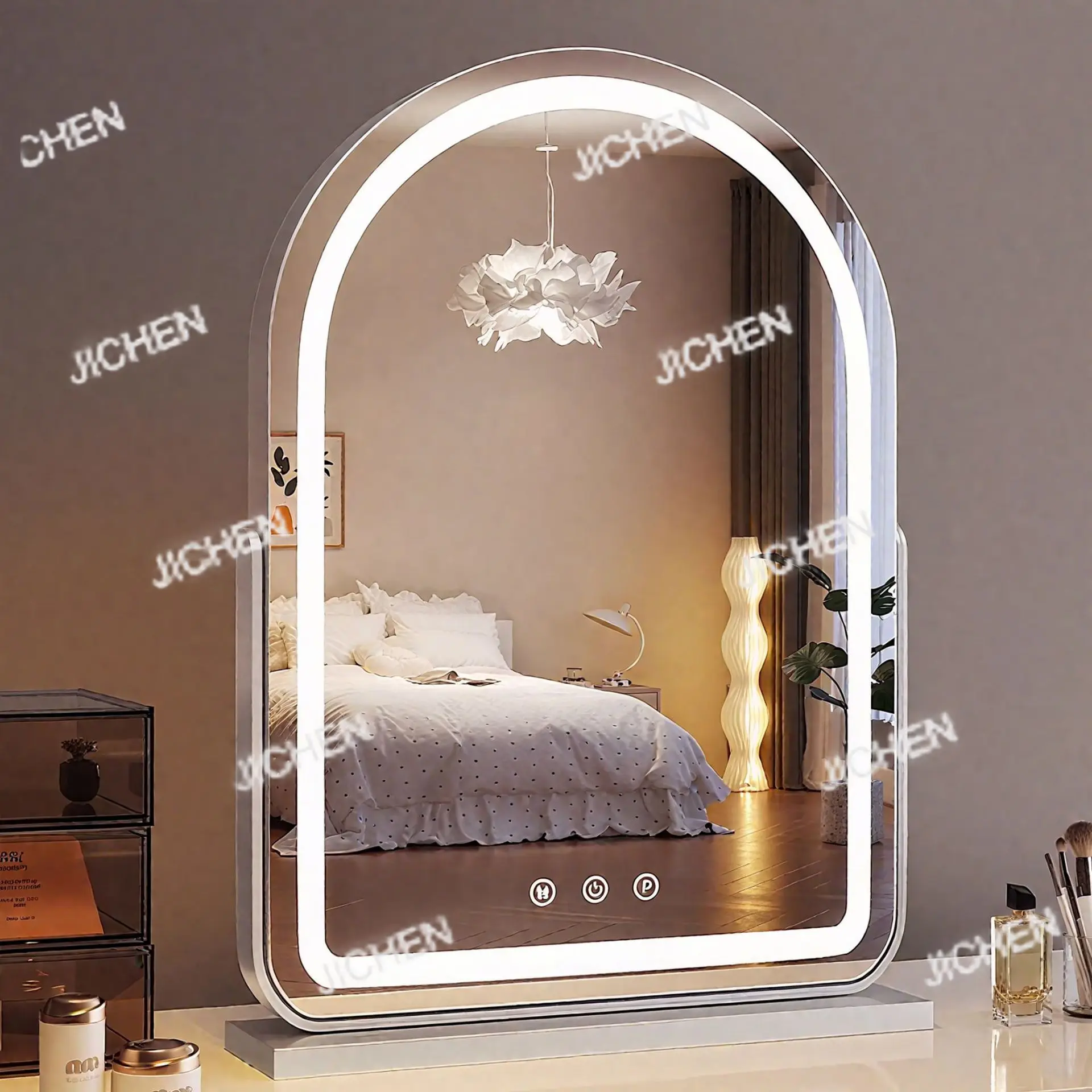 JC туалетное зеркало для макияжа, настольное вращающееся зеркало для главной спальни, большое светодиодное зеркало с подсветкой, зеркало для туалетного столика, косметическое зеркало
JC туалетное зеркало для макияжа, настольное вращающееся зеркало для главной спальни, большое светодиодное зеркало с подсветкой, зеркало для туалетного столика, косметическое зеркало