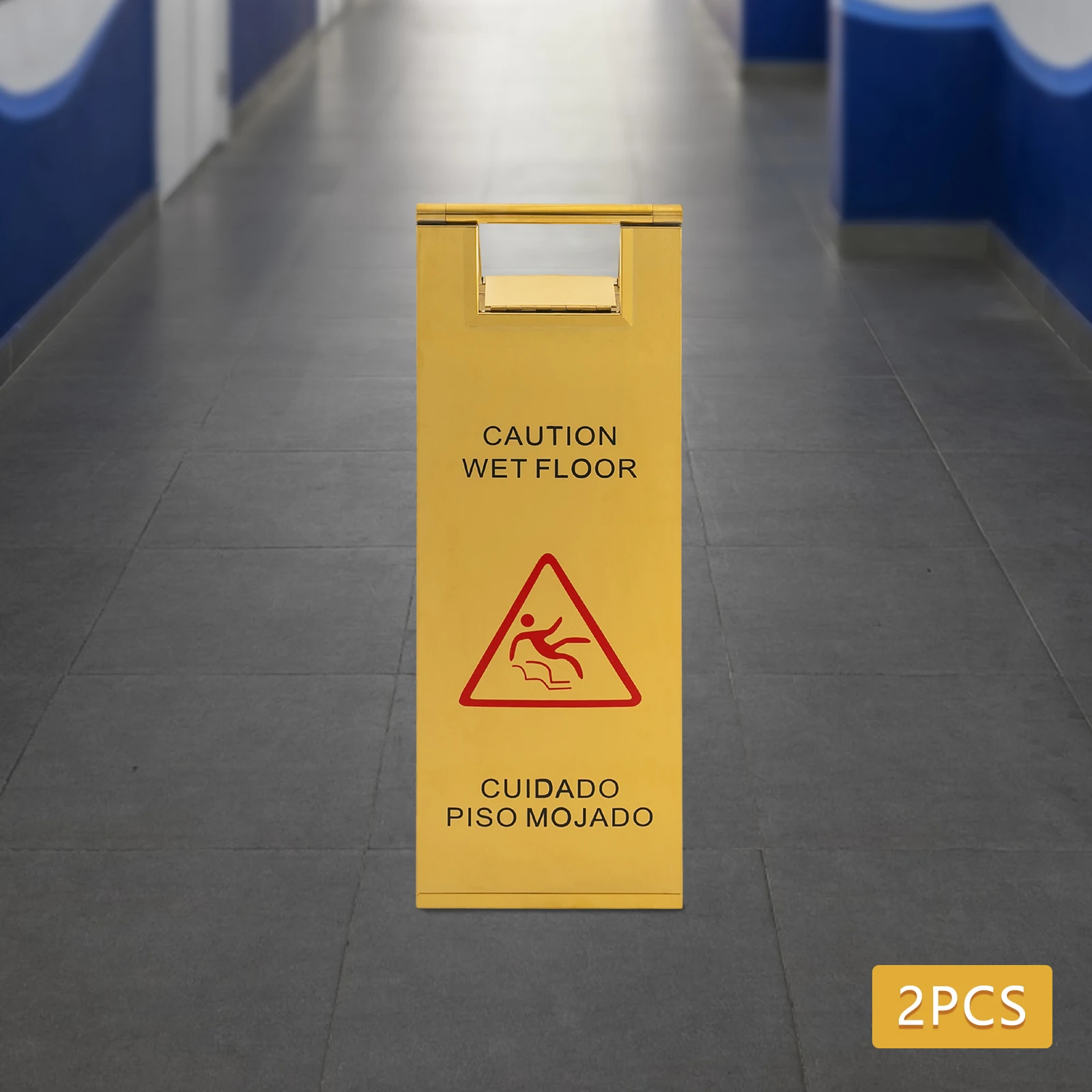 Gold Stainless Steel 23x60cm Carefully Slide Warning Signs Bilingual Folding A-plate 2-piece Anti-skid Sign on The Ground
Gold Stainless Steel 23x60cm Carefully Slide Warning Signs Bilingual Folding A-plate 2-piece Anti-skid Sign on The Ground