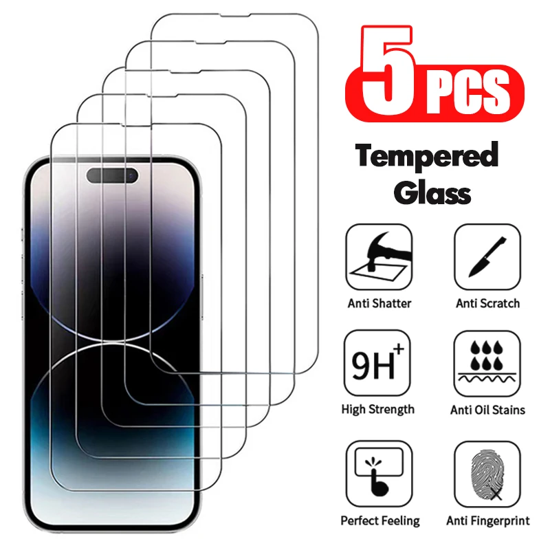 5 шт. закаленное защитное стекло для IPhone 14 13 12 11 Pro Max 6 6s 7 8 15 Plus SE X XS XR 14Pro
5 шт. закаленное защитное стекло для IPhone 14 13 12 11 Pro Max 6 6s 7 8 15 Plus SE X XS XR 14Pro