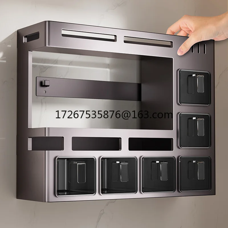Nopunching kitchen seasoning rack multi-functional wall-mounted household oil, salt, sauce and vinegar storage box seasoning jar
Nopunching kitchen seasoning rack multi-functional wall-mounted household oil, salt, sauce and vinegar storage box seasoning jar
