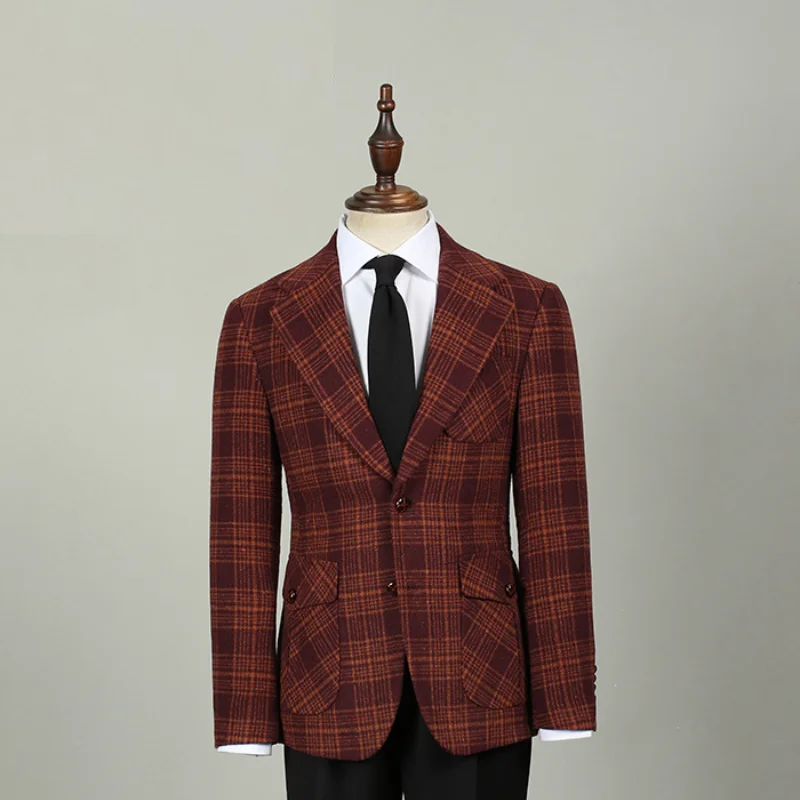 Autumn and Winter Men's Suit Jacket, British Retro Gentleman's Red Checkered Casual Suit Hunting Outfit
Autumn and Winter Men's Suit Jacket, British Retro Gentleman's Red Checkered Casual Suit Hunting Outfit