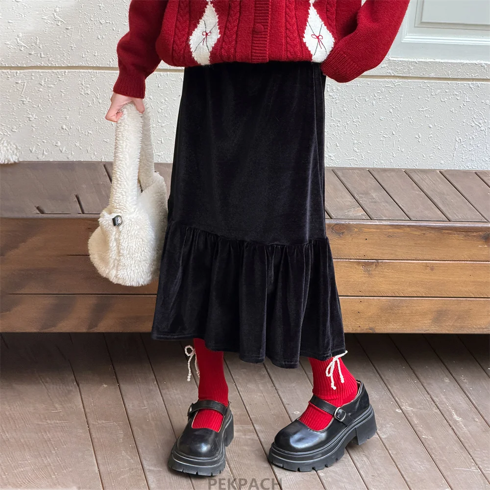 Elegant Children Stylish Fishtail Long Black Velvet Skirt for Teen Girls Fashion Street Bottoms Kids Spring Autumn Trumpet Skirt
Elegant Children Stylish Fishtail Long Black Velvet Skirt for Teen Girls Fashion Street Bottoms Kids Spring Autumn Trumpet Skirt