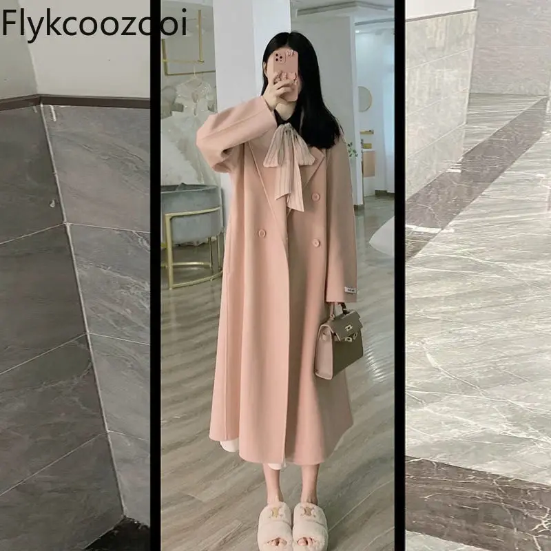 High-grade Pink Woolen Coat 2024 Autumn and Winter New Korean Version of Small Women's Medium Length Casaco Feminino
High-grade Pink Woolen Coat 2024 Autumn and Winter New Korean Version of Small Women's Medium Length Casaco Feminino