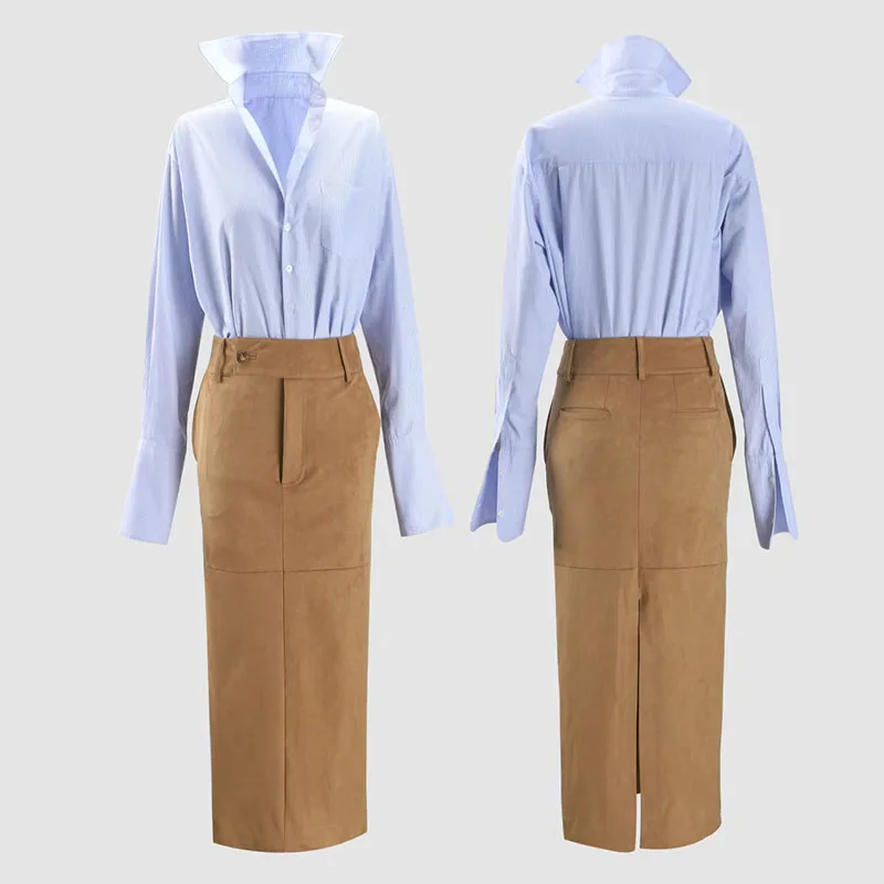 Women's Stand Collar Shirt, Casual Oversized Plaid Top + Eco-Leather Skirt, Premium Quality Set, 2026 Spring New Arrival, Y2K
Women's Stand Collar Shirt, Casual Oversized Plaid Top + Eco-Leather Skirt, Premium Quality Set, 2026 Spring New Arrival, Y2K