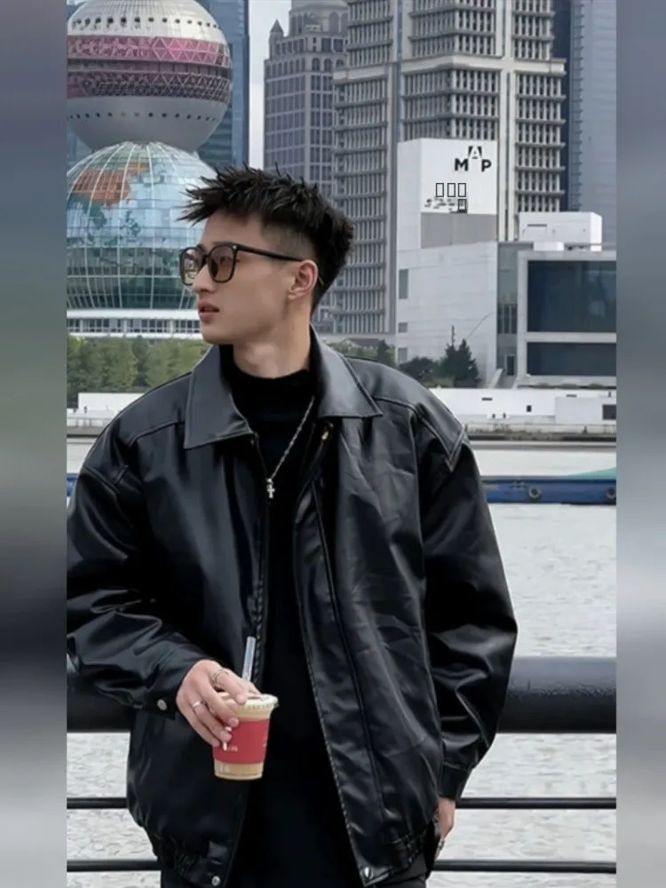 Trendy Bla Leather Jaet Men's 2025 New Spring Autumn High-End Cool Motorcycle PU Leather Coat Men's Faion Busin Casual
Trendy Bla Leather Jaet Men's 2025 New Spring Autumn High-End Cool Motorcycle PU Leather Coat Men's Faion Busin Casual