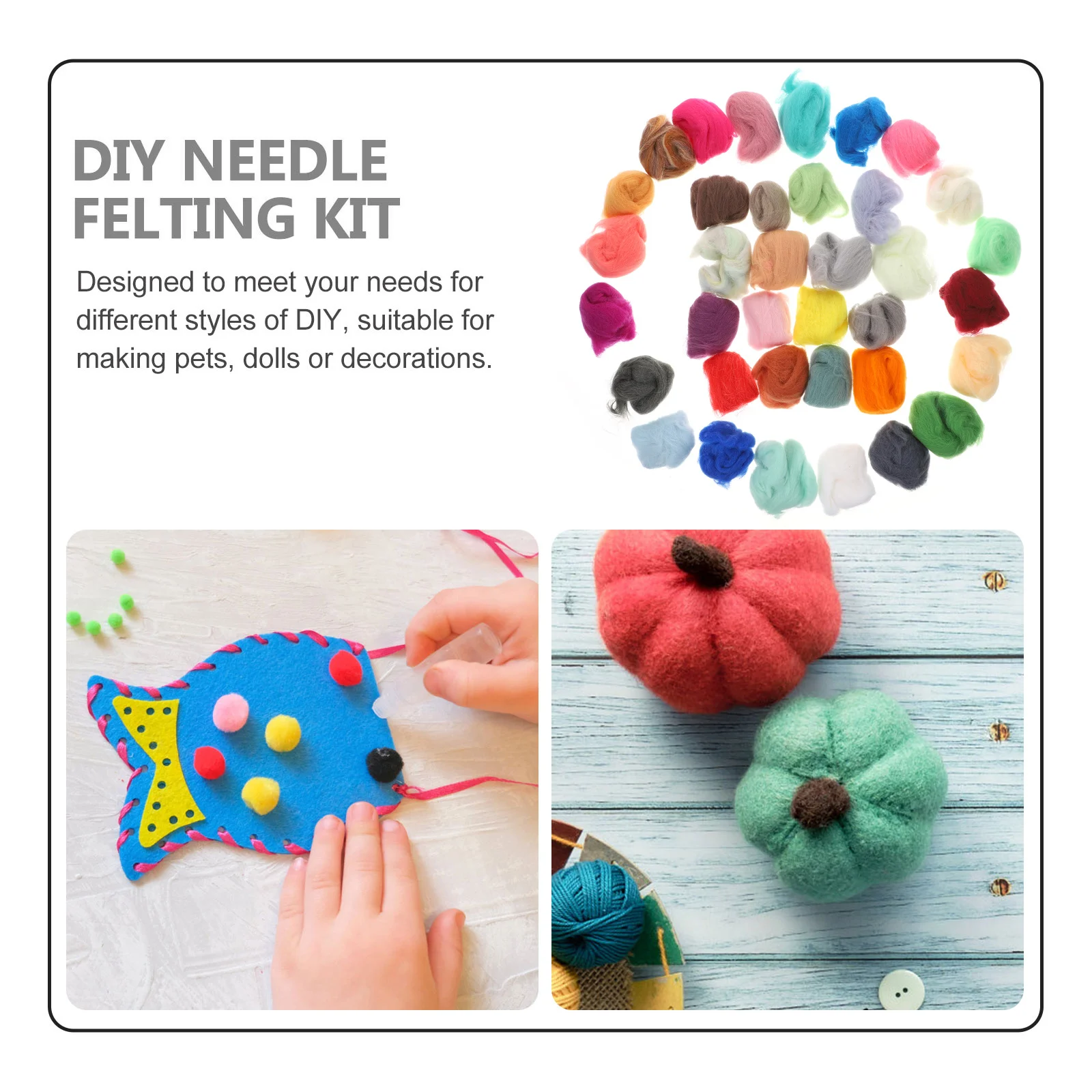 Набор для фелтинга из 36 цветов пряжи: разноцветные волокна для рукоделия, яркие, для начинающих, DIY
Набор для фелтинга из 36 цветов пряжи: разноцветные волокна для рукоделия, яркие, для начинающих, DIY
