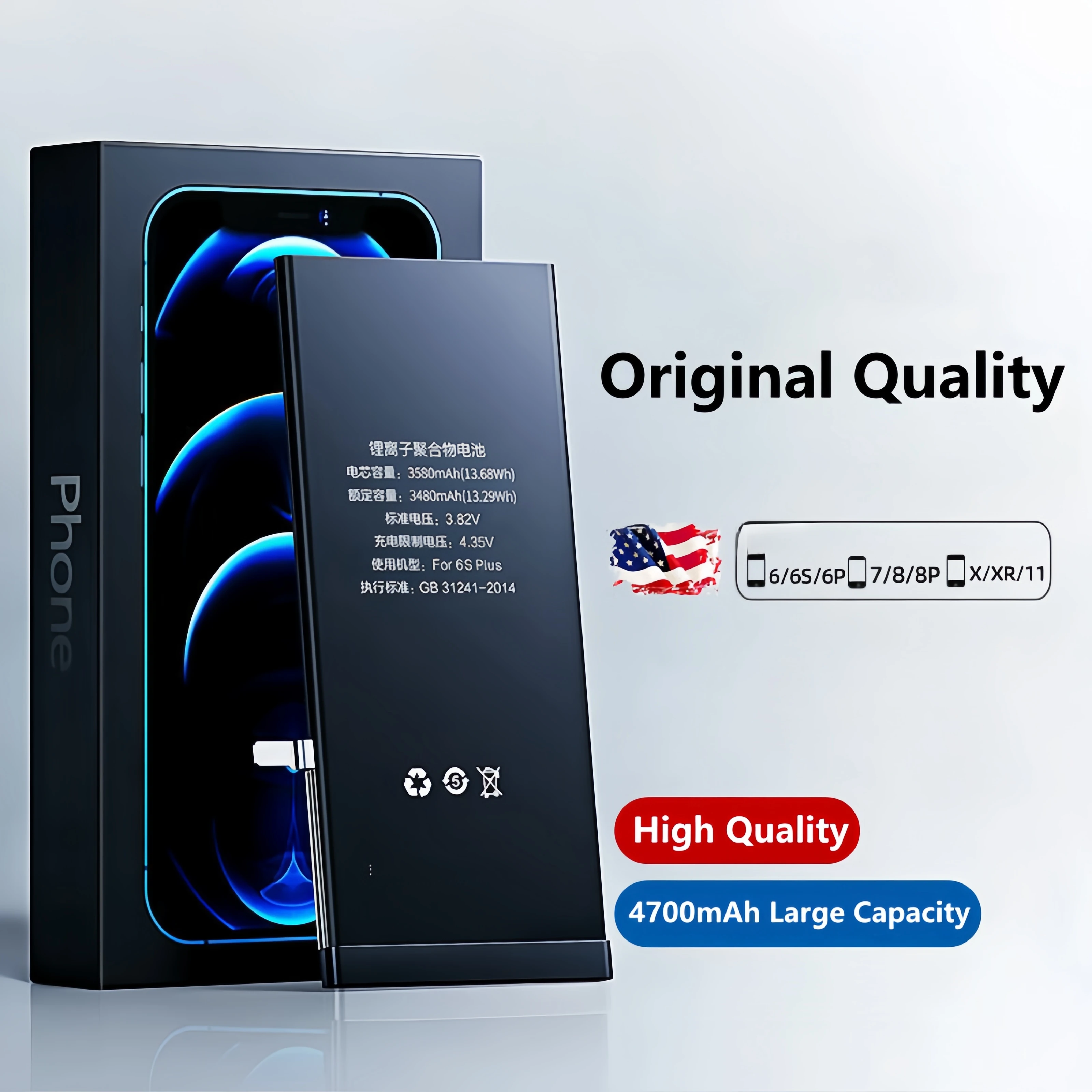 Xilecaly Large Battery For iPhone 6 6S 6P 6SP 7 7Plus 8 8Plus X XR XS 11 SE2 4 4G 4S Pro MAX Replacement Batteria + Free Tools
Xilecaly Large Battery For iPhone 6 6S 6P 6SP 7 7Plus 8 8Plus X XR XS 11 SE2 4 4G 4S Pro MAX Replacement Batteria + Free Tools