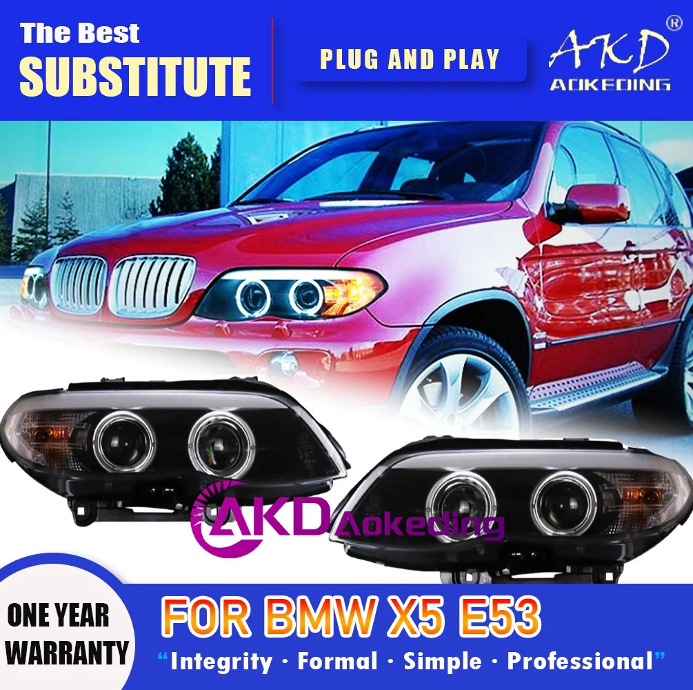 AKD Head Lamp for BMW X5 E53 LED Headlight 2003-2006 Headlights E53 DRL Turn Signal High Beam Angel Eye Projector Lens
AKD Head Lamp for BMW X5 E53 LED Headlight 2003-2006 Headlights E53 DRL Turn Signal High Beam Angel Eye Projector Lens