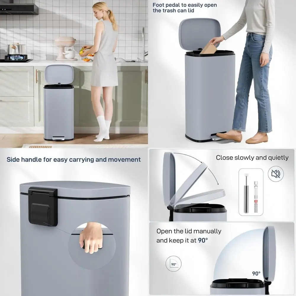 Haze Blue 50L Step Trash Can with Stainless Steel, Soft-Close Lid and Removable Plastic Bin for Kitchen and Home
Haze Blue 50L Step Trash Can with Stainless Steel, Soft-Close Lid and Removable Plastic Bin for Kitchen and Home