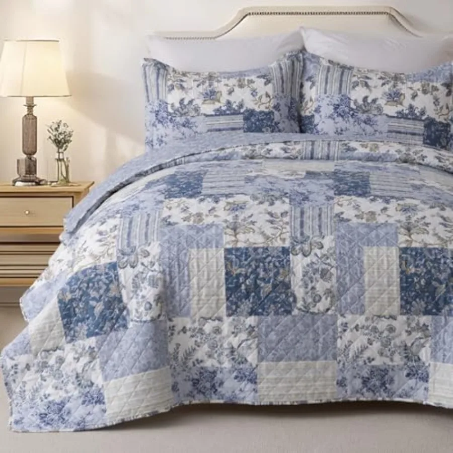 XL Queen Quilt Set 90x96 Blue Floral Boho Bedspread Farmhouse Bedding Set Lightweight Spring and Summer Quilt Set Reversible Be
XL Queen Quilt Set 90x96 Blue Floral Boho Bedspread Farmhouse Bedding Set Lightweight Spring and Summer Quilt Set Reversible Be