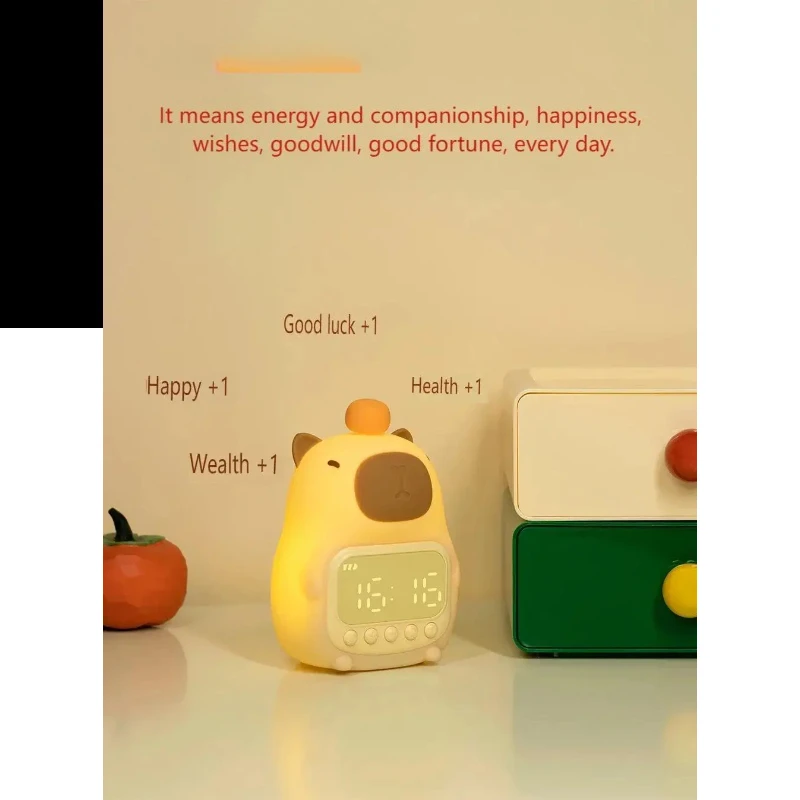 New Capybara Led Night Light Silicone Rechargeable Digital Alarm Clock Dimmable Table Lamp Timing USB Charge Child Birthday Gift
New Capybara Led Night Light Silicone Rechargeable Digital Alarm Clock Dimmable Table Lamp Timing USB Charge Child Birthday Gift